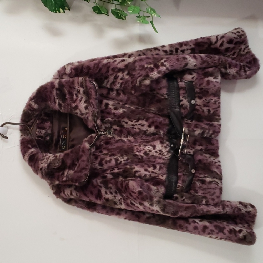Coogi Australia Faux Fur Chinchilla  Belted Jacket.